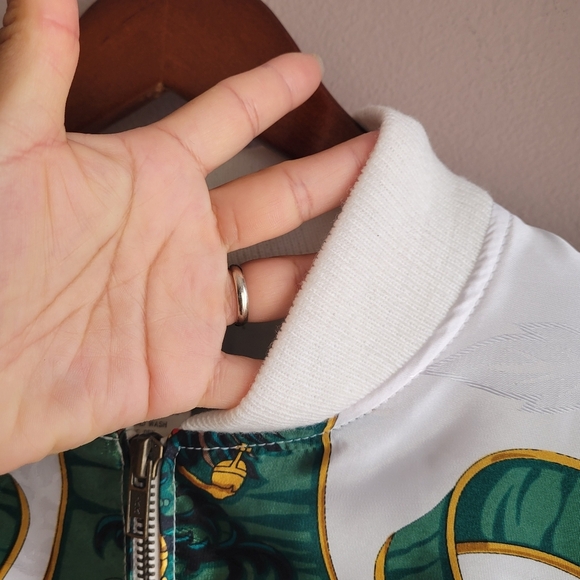 VTG Rare Korean Unisex Bomber Jacket PMB Fashion Apparel Size 8 Full Zipper Silk - Picture 10 of 15